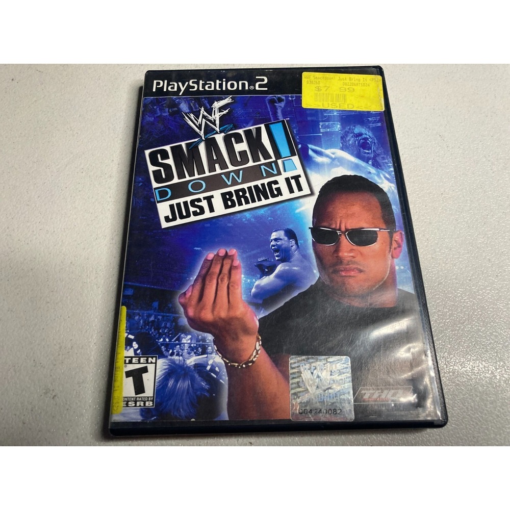 WWF SmackDown Just Bring It PlayStation 2 2002 PS2 Disc and Case Tested Rock